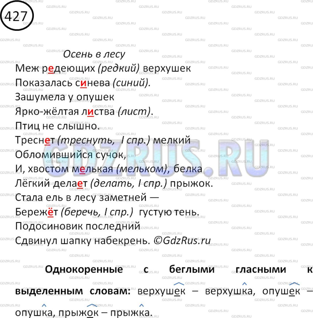 Фото картинка ответа 2: Упражнение № 427 из ГДЗ по Русскому языку 5 класс: Ладыженская