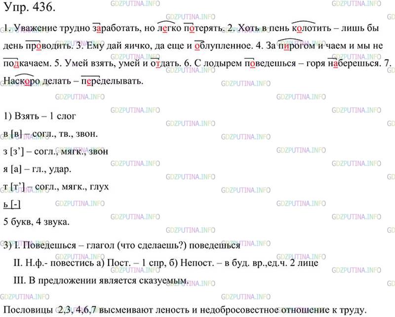 Фото картинка ответа 3: Упражнение № 436 из ГДЗ по Русскому языку 5 класс: Ладыженская
