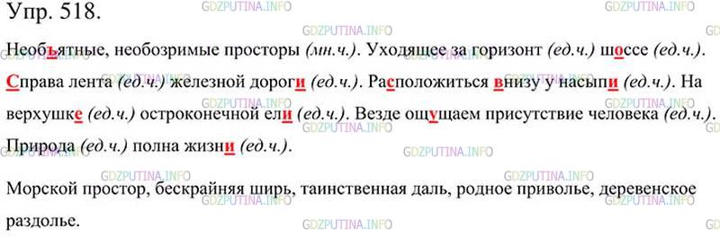 Фото картинка ответа 3: Упражнение № 518 из ГДЗ по Русскому языку 5 класс: Ладыженская