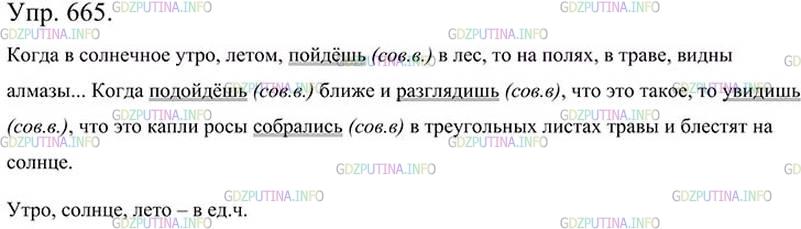 Фото картинка ответа 3: Упражнение № 665 из ГДЗ по Русскому языку 5 класс: Ладыженская