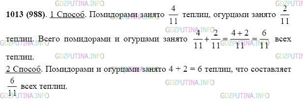 Фото картинка ответа 2: Задание № 1013 из ГДЗ по Математике 5 класс: Виленкин